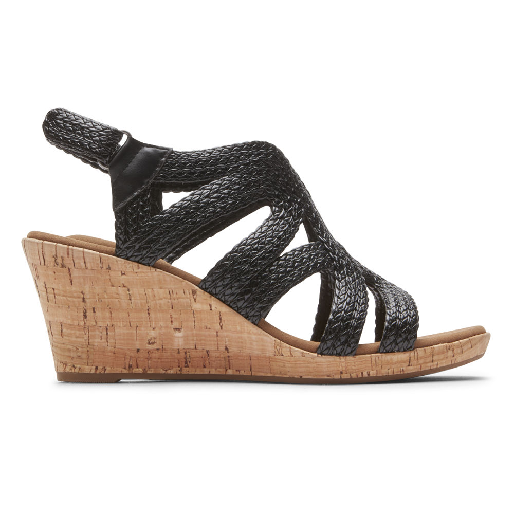 Rockport Sandals For Womens Black - Briah Braided - PZ5308761